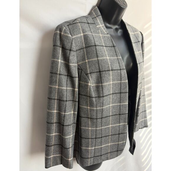 Evan Picone Black Label NWT Grey Plaid Blazer Sze 14 Formal Career Office Classy - Picture 4 of 11